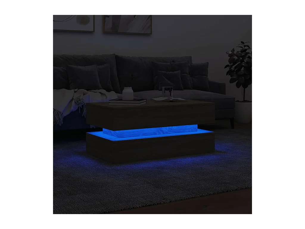 Table basse avec lumières LED chêne sonoma 90x50x40 cm