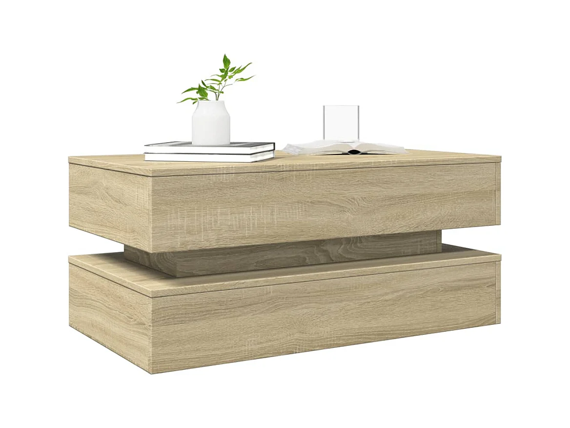 Table basse avec lumières LED chêne sonoma 90x50x40 cm