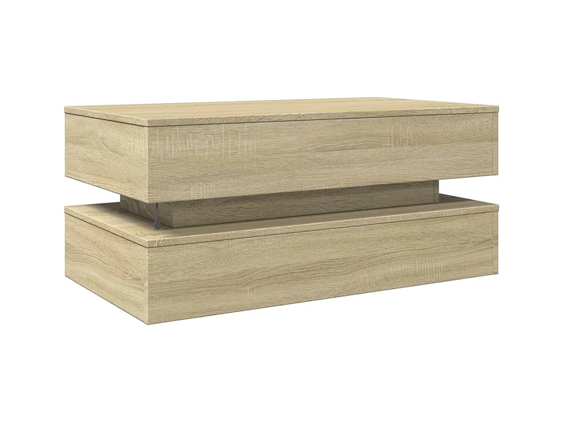 Table basse avec lumières LED chêne sonoma 90x50x40 cm