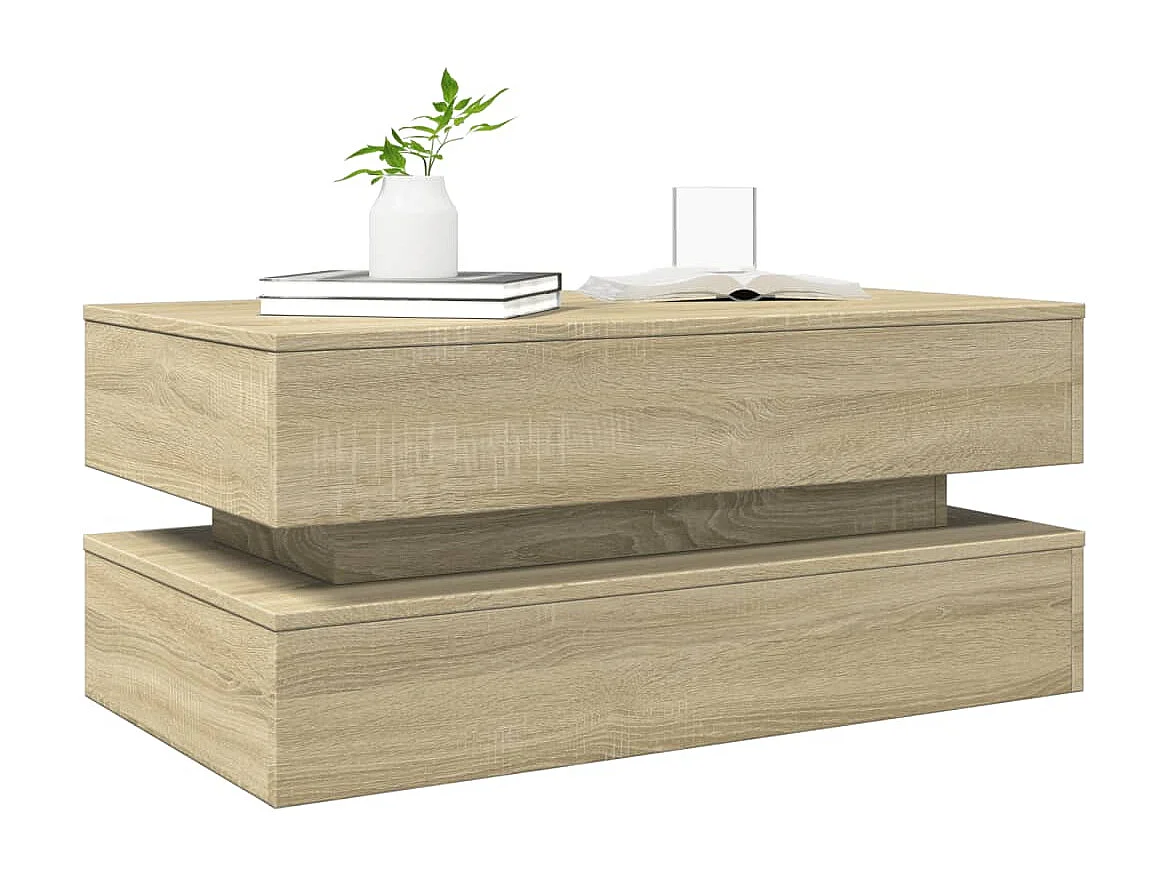 Mesa de centro con luces LED roble Sonoma 90x50x40 cm