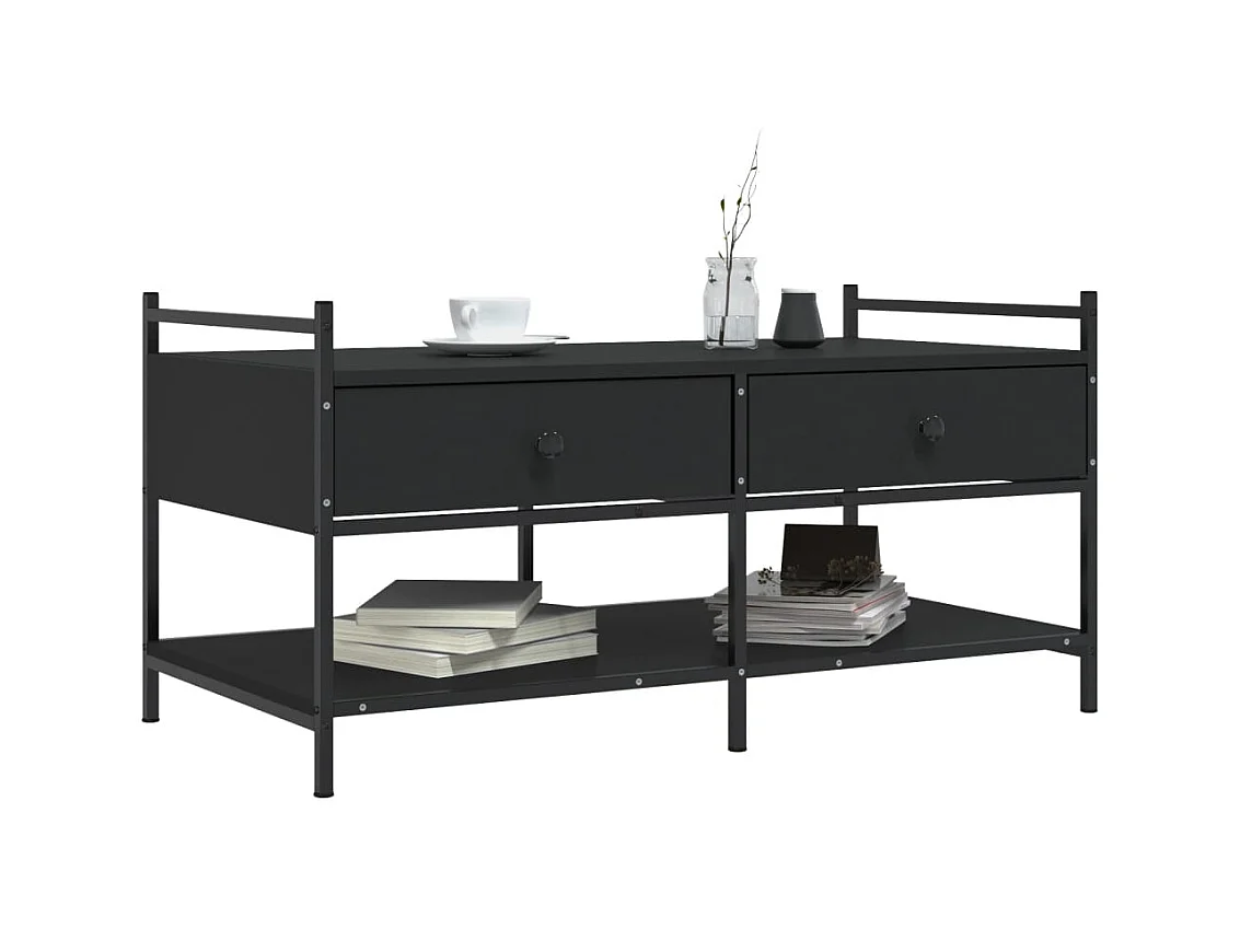 Table basse noir 99x50x50 cm bois d'ingénierie