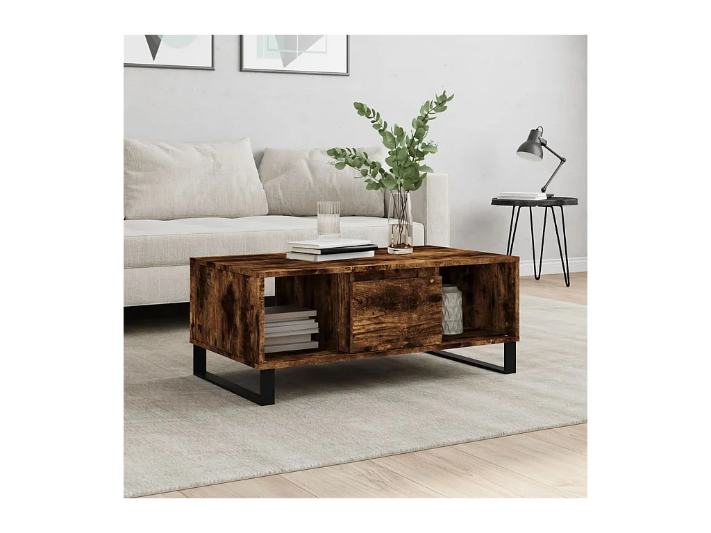 Table basse Chêne fumé 90x50x36,5 cm Bois d'ingénierie