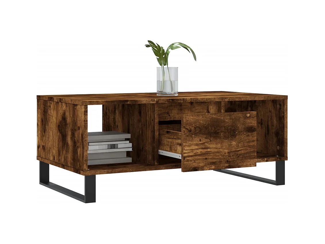 Table basse Chêne fumé 90x50x36,5 cm Bois d'ingénierie