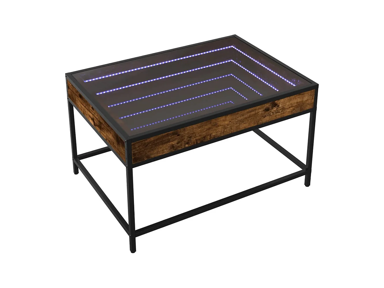 Table basse avec LED infini chêne fumé 70x50x41 cm