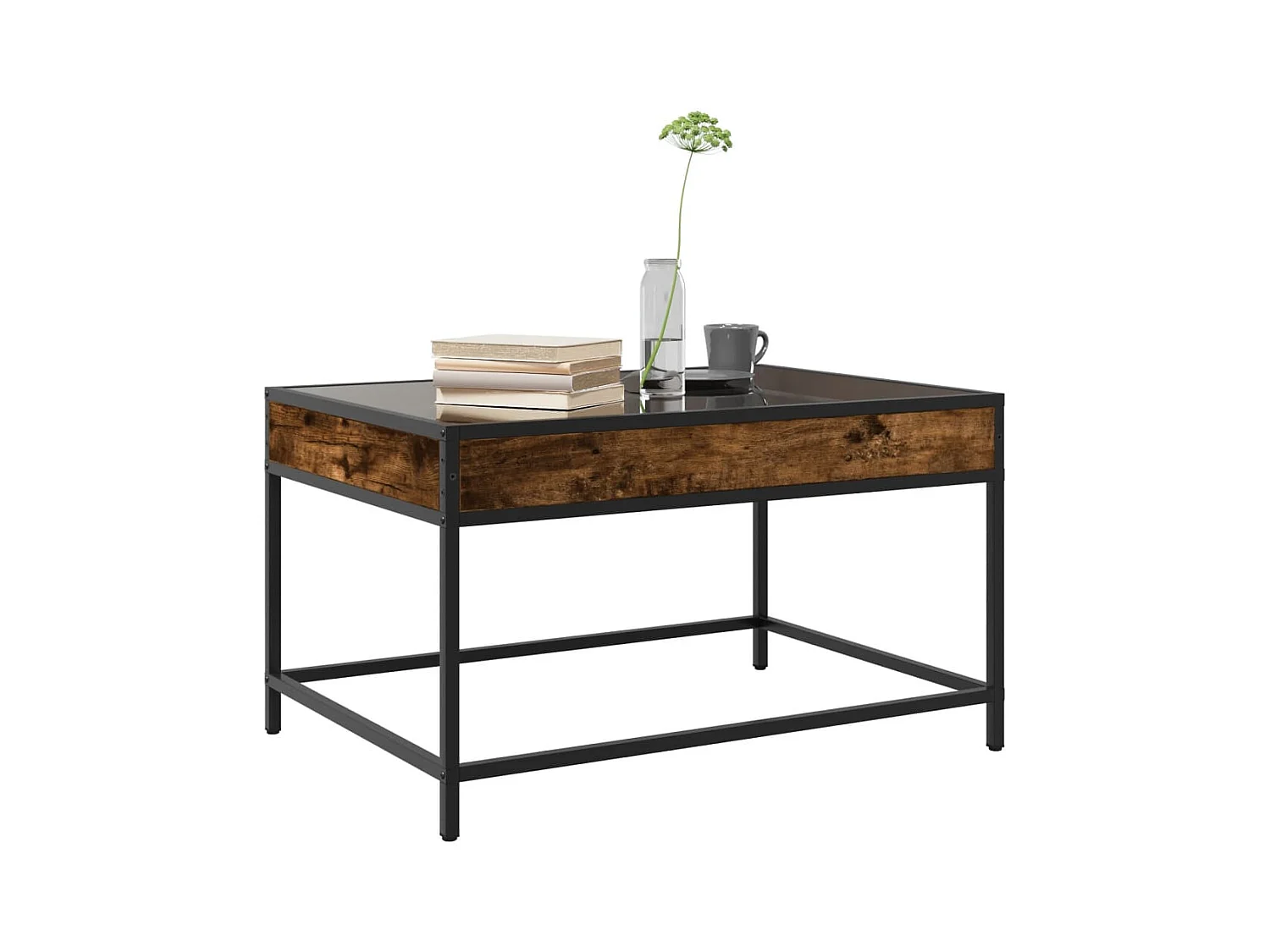 Table basse avec LED infini chêne fumé 70x50x41 cm