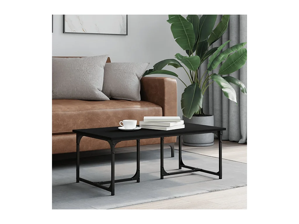 Table basse Noir 90x50x35 cm Bois d'ingénierie