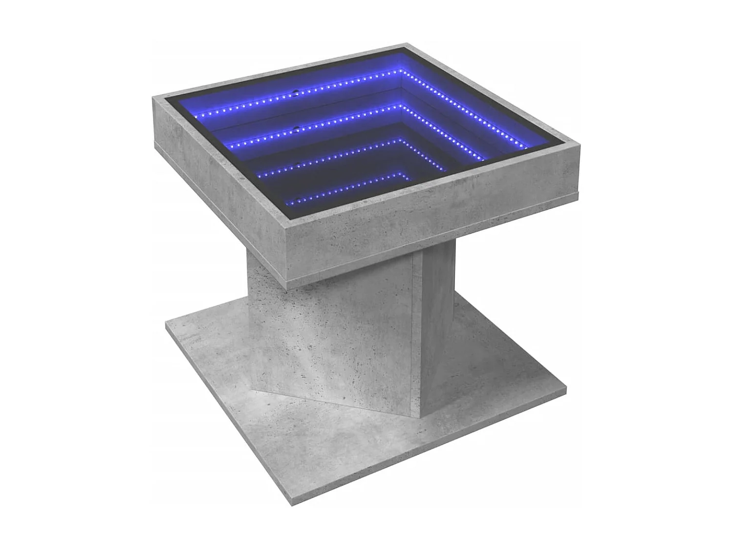Mesa de centro gris hormigón con LED 50x50x45 cm madera de ingeniería