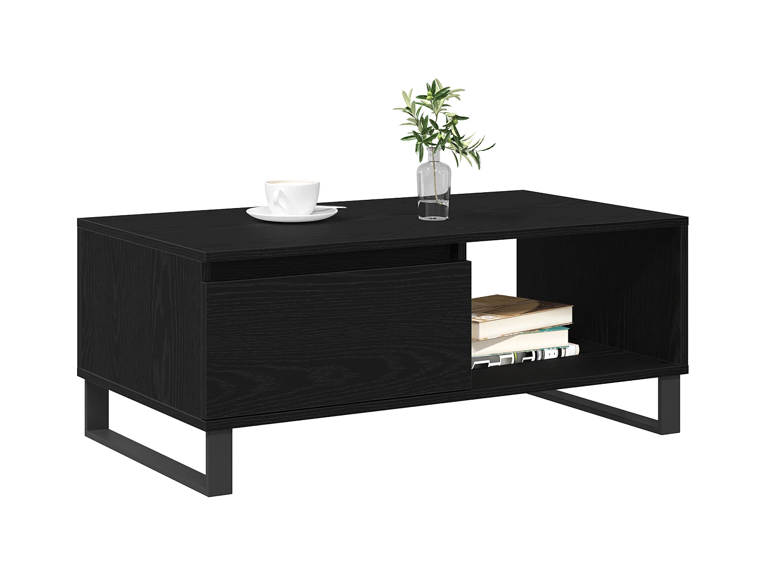 Table basse Bois noir 90x50x36,5 cm Bois d'ingénierie