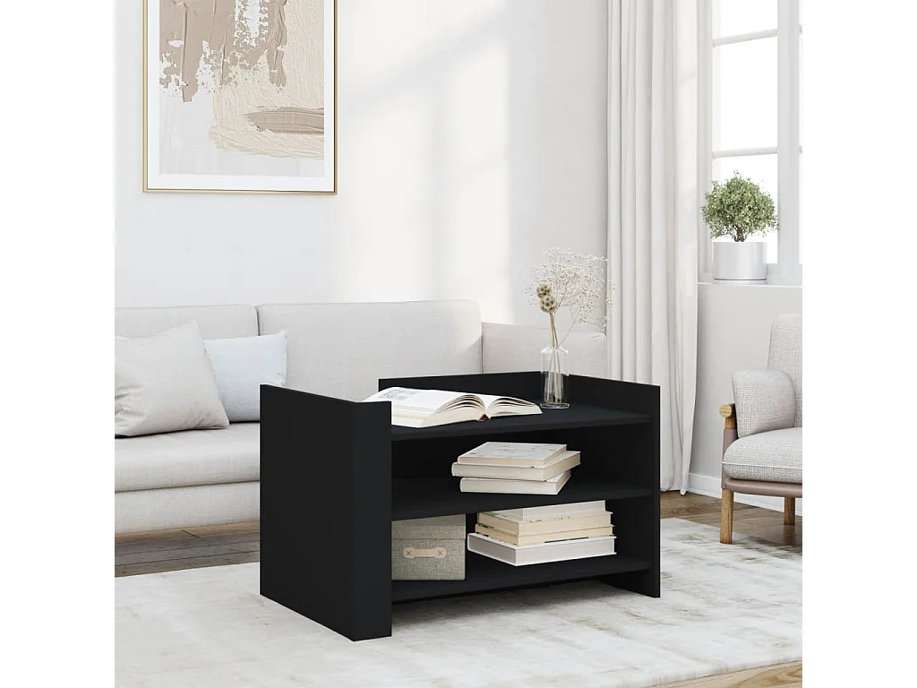 Schwarzer Couchtisch 80x50x50 cm Holzwerkstoff