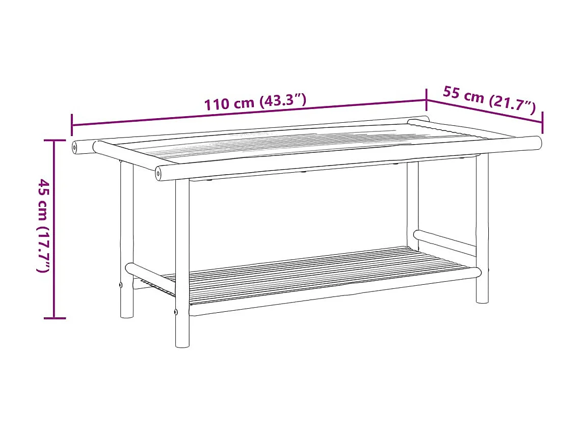 Mesa de centro 110x55x45 cm bambú