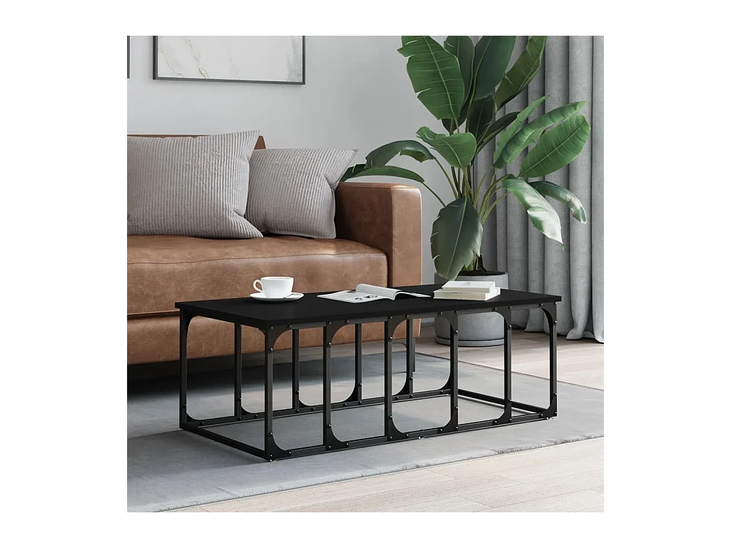 Table basse noir 100x50x35,5 cm bois d'ingénierie