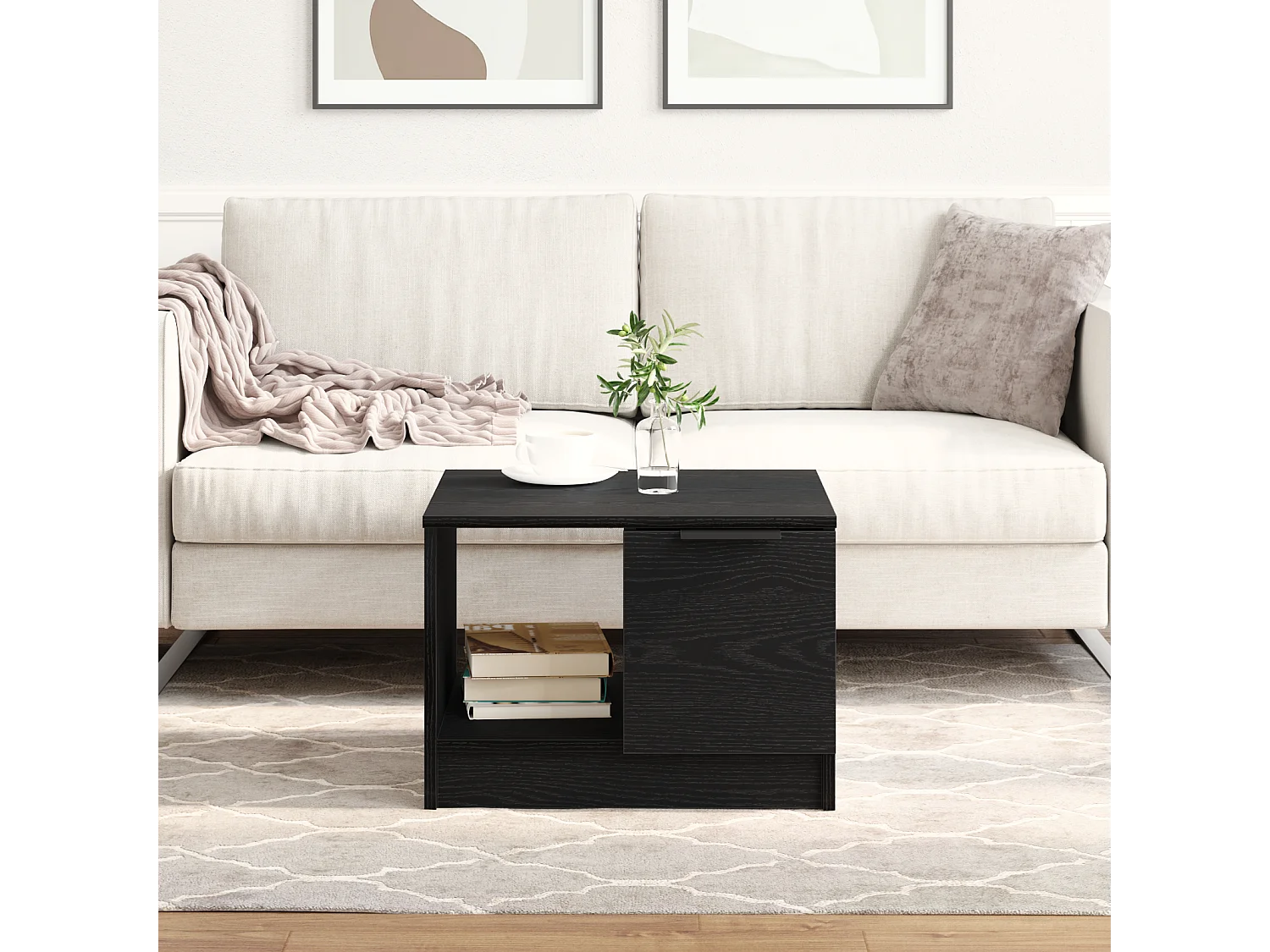 Table basse Chêne noir 50x50x36 cm Bois d'ingénierie