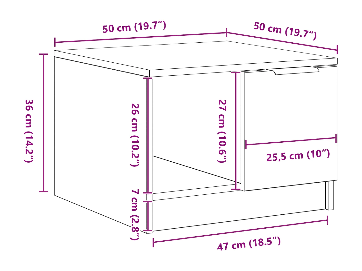 Table basse Chêne noir 50x50x36 cm Bois d'ingénierie