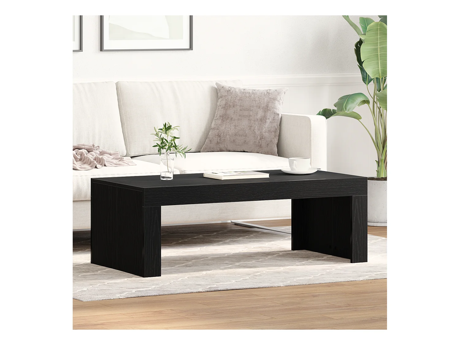 Table Basse Chêne Noir 102x50x35 cm Bois d'Ingénierie