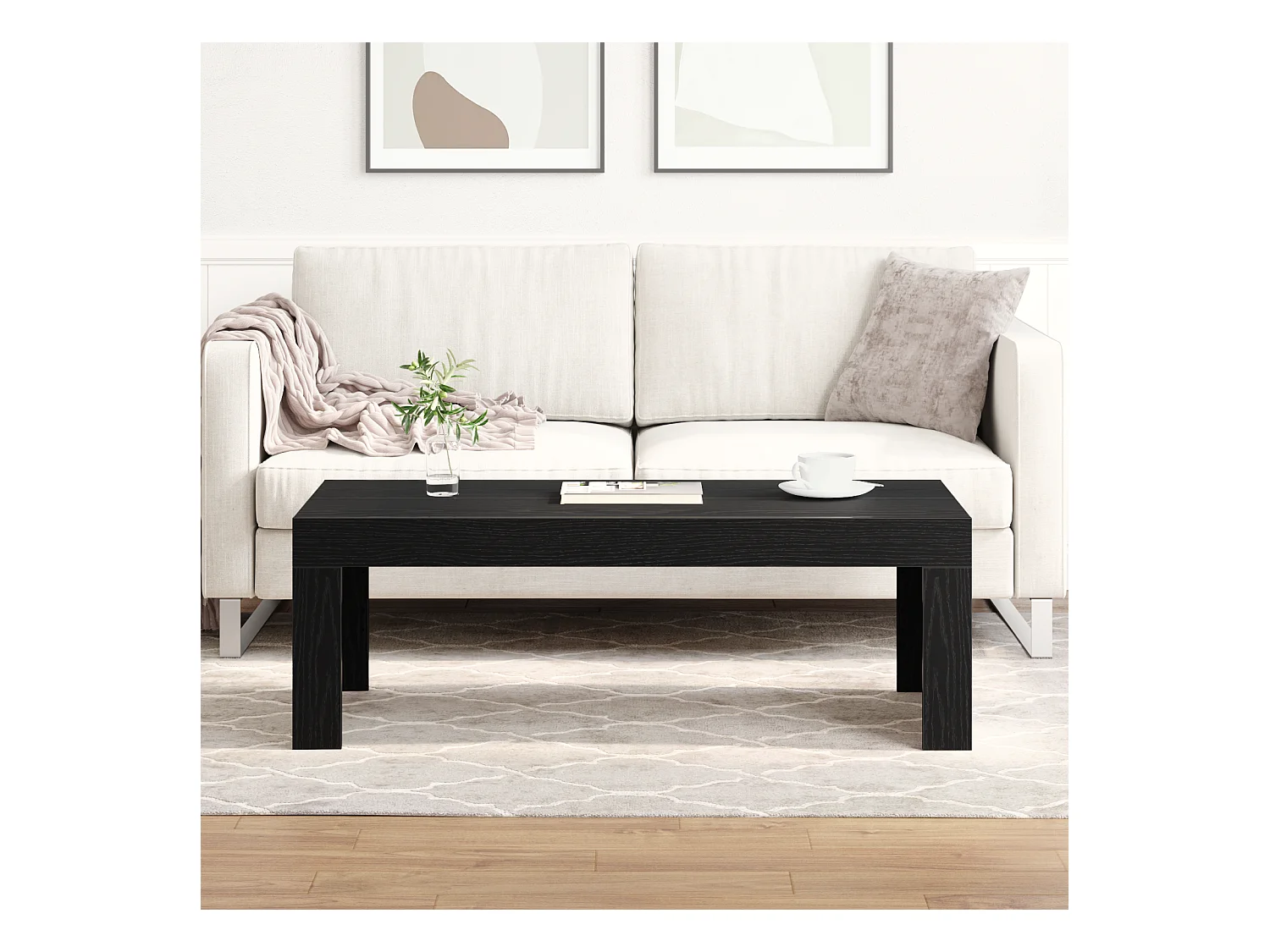 Table Basse Chêne Noir 102x50x35 cm Bois d'Ingénierie
