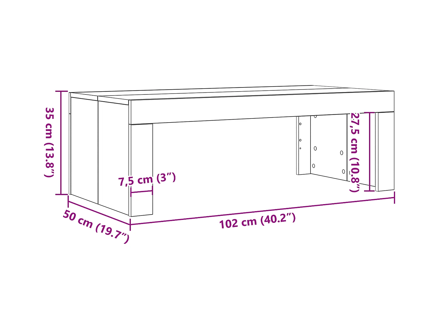 Table Basse Chêne Noir 102x50x35 cm Bois d'Ingénierie