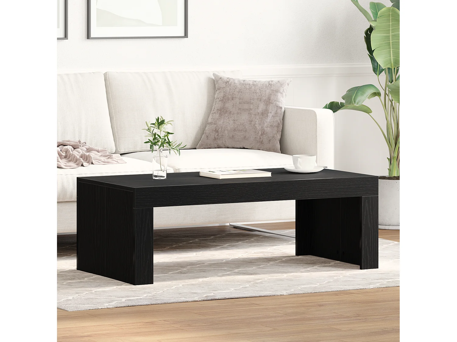 Table Basse Chêne Noir 102x50x35 cm Bois d'Ingénierie