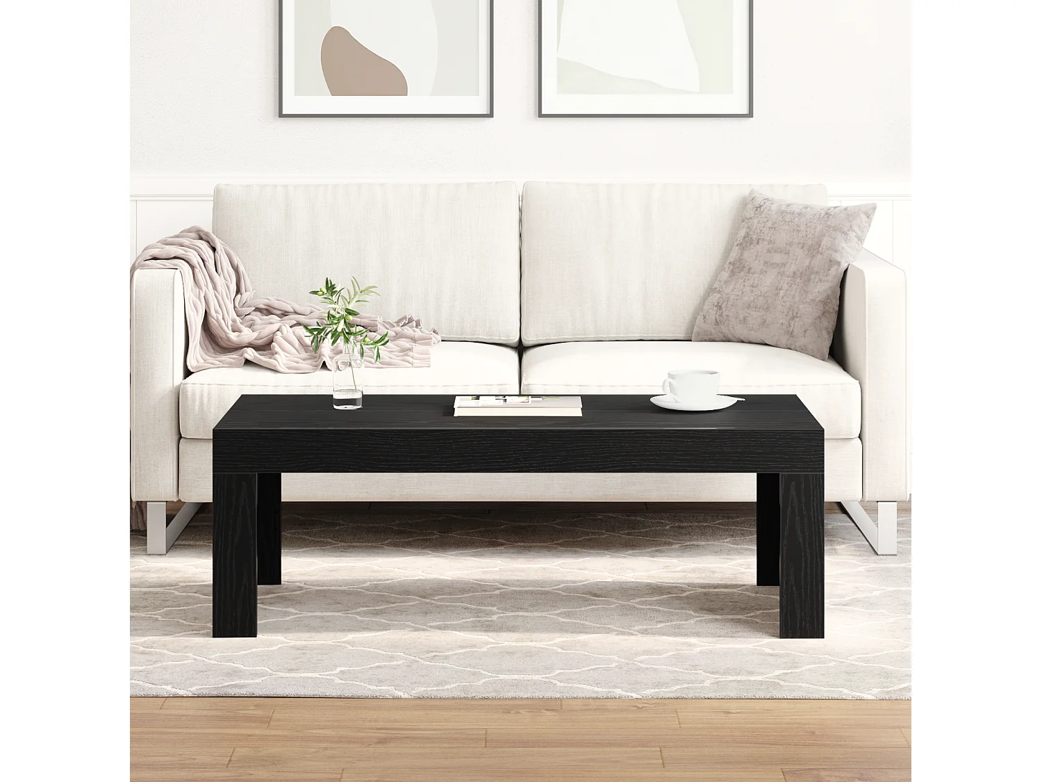 Table Basse Chêne Noir 102x50x35 cm Bois d'Ingénierie