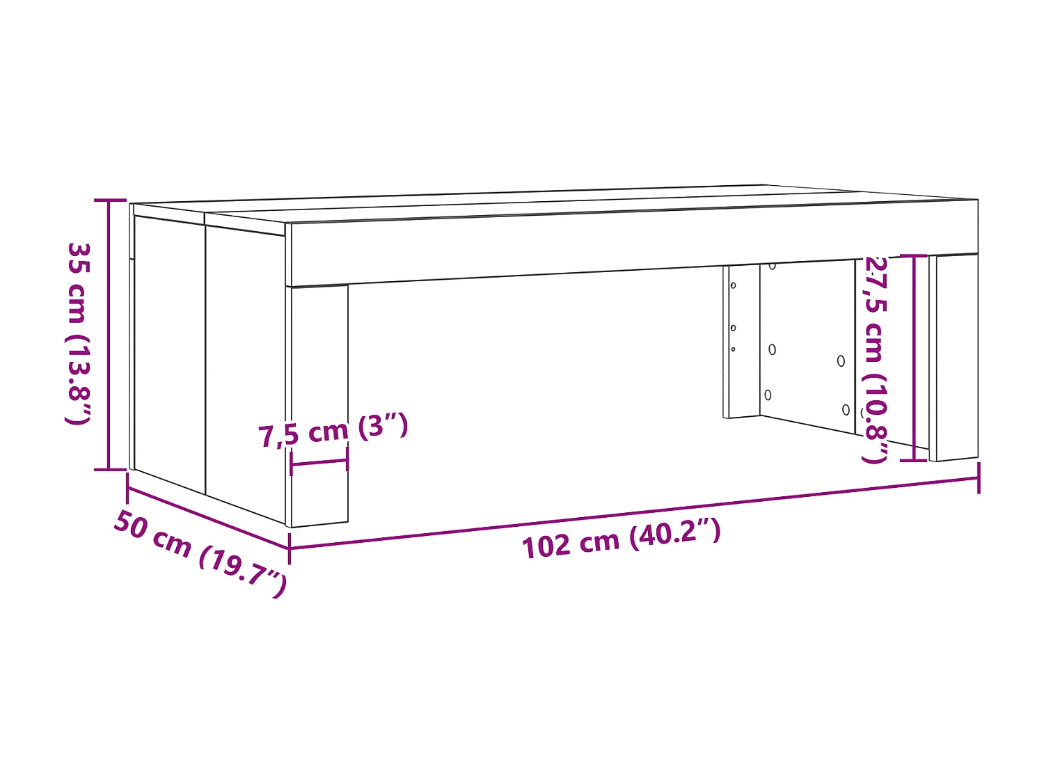 Table Basse Chêne Noir 102x50x35 cm Bois d'Ingénierie