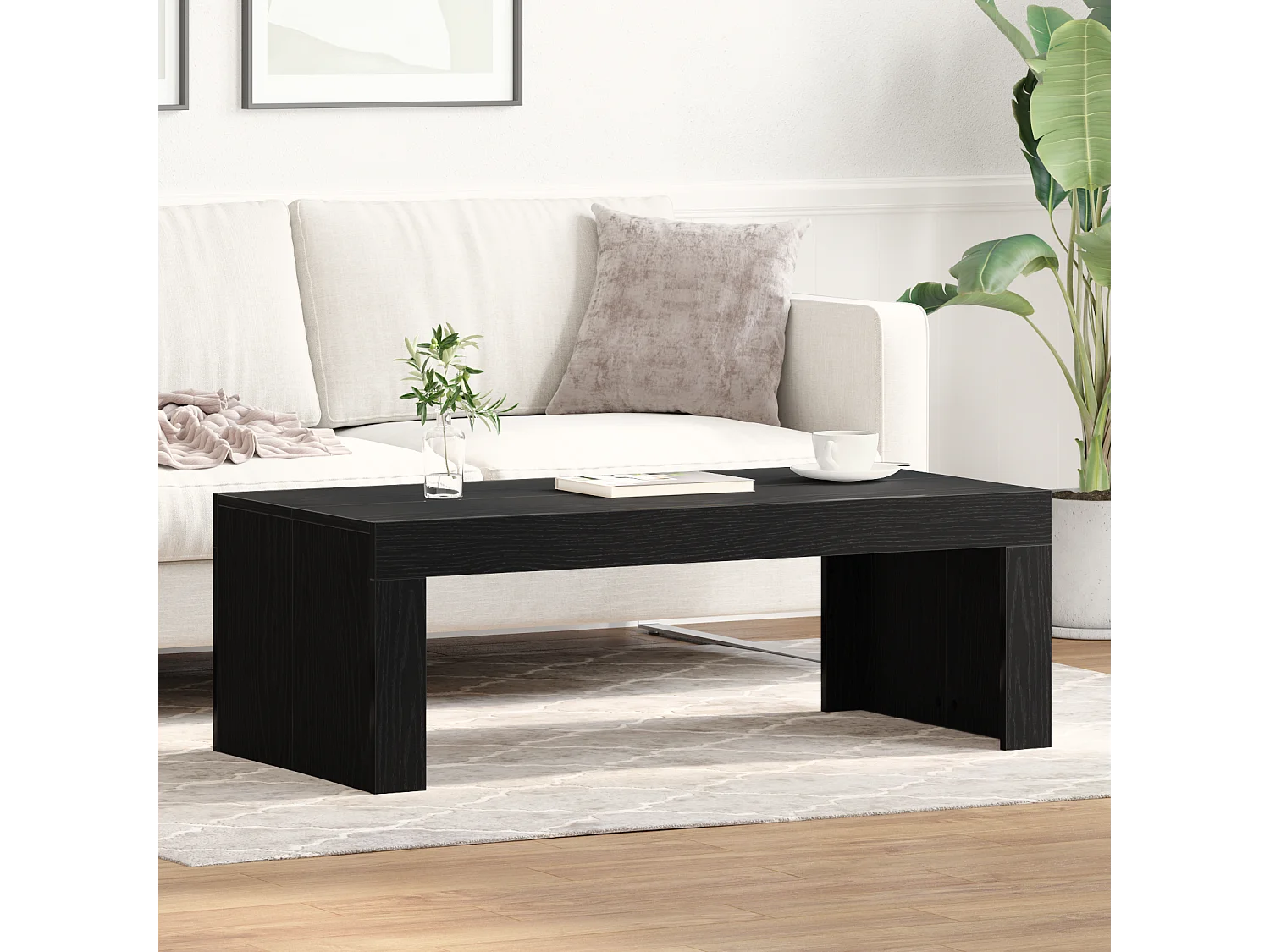 Table Basse Chêne Noir 102x50x35 cm Bois d'Ingénierie