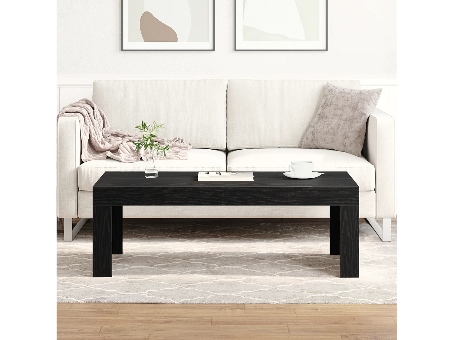 Table Basse Chêne Noir 102x50x35 cm Bois d'Ingénierie