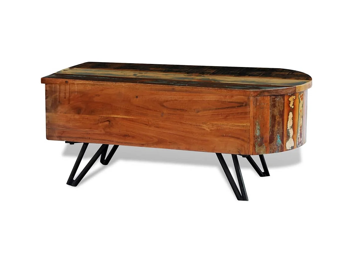 Table basse avec pieds en fer Bois massif de récupération