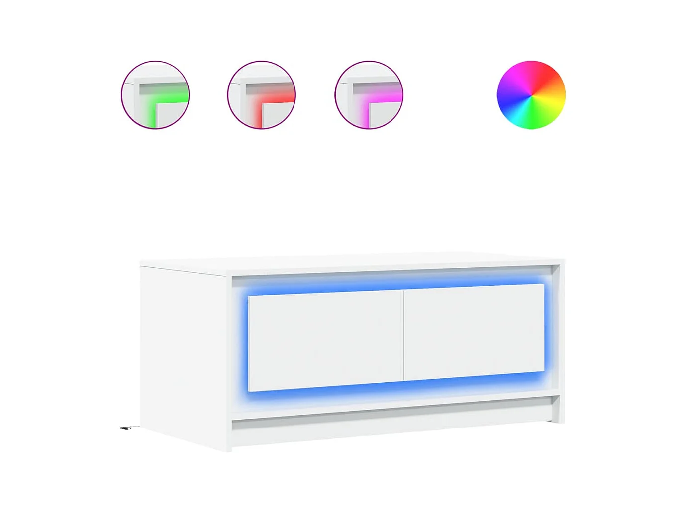 Table basse avec lumières LED blanc bois d'ingénierie