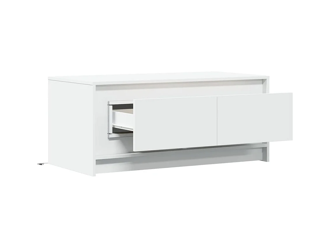 Table basse avec lumières LED blanc bois d'ingénierie