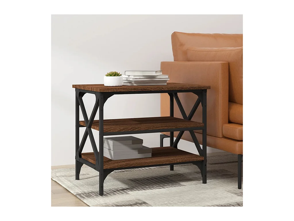 Mesa auxiliar Roble marrón 55x38x45 cm Madera de ingeniería