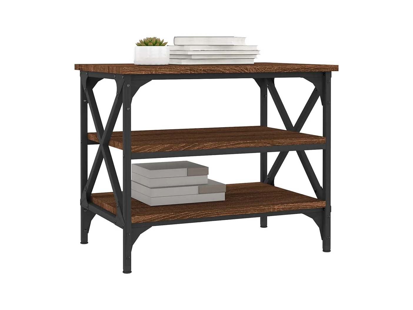 Mesa auxiliar Roble marrón 55x38x45 cm Madera de ingeniería