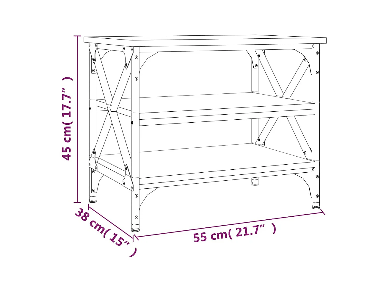 Mesa auxiliar Roble marrón 55x38x45 cm Madera de ingeniería