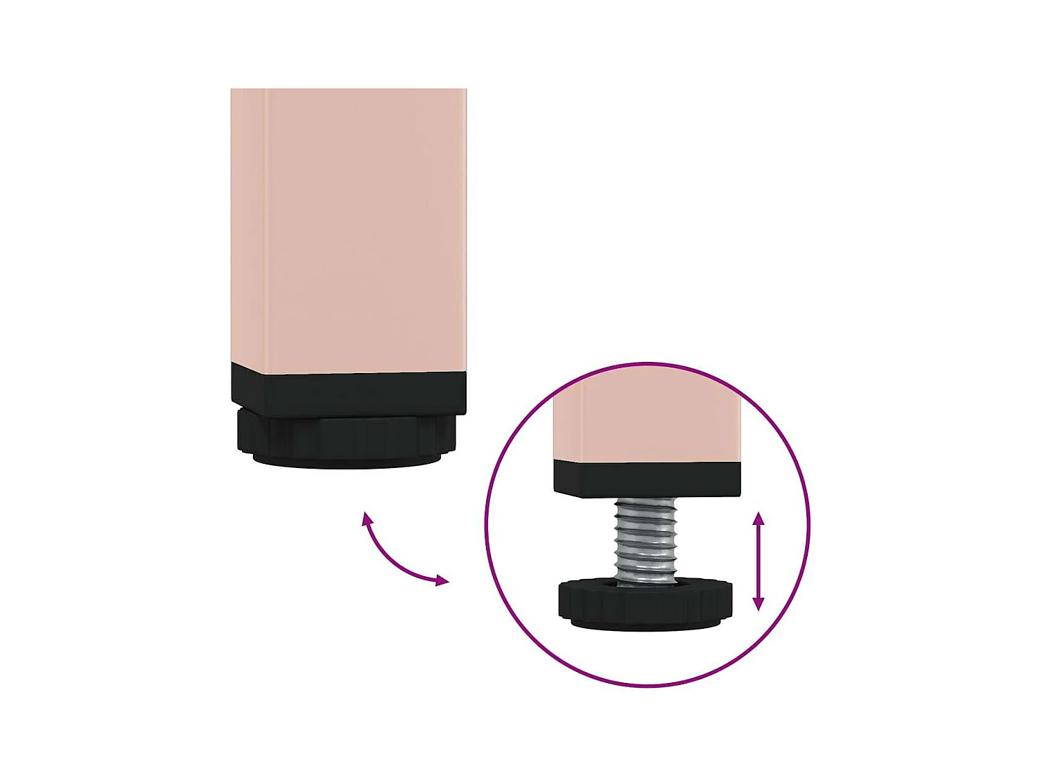 Tavolino rosa 101,5x50x43,5 cm in acciaio laminato a freddo