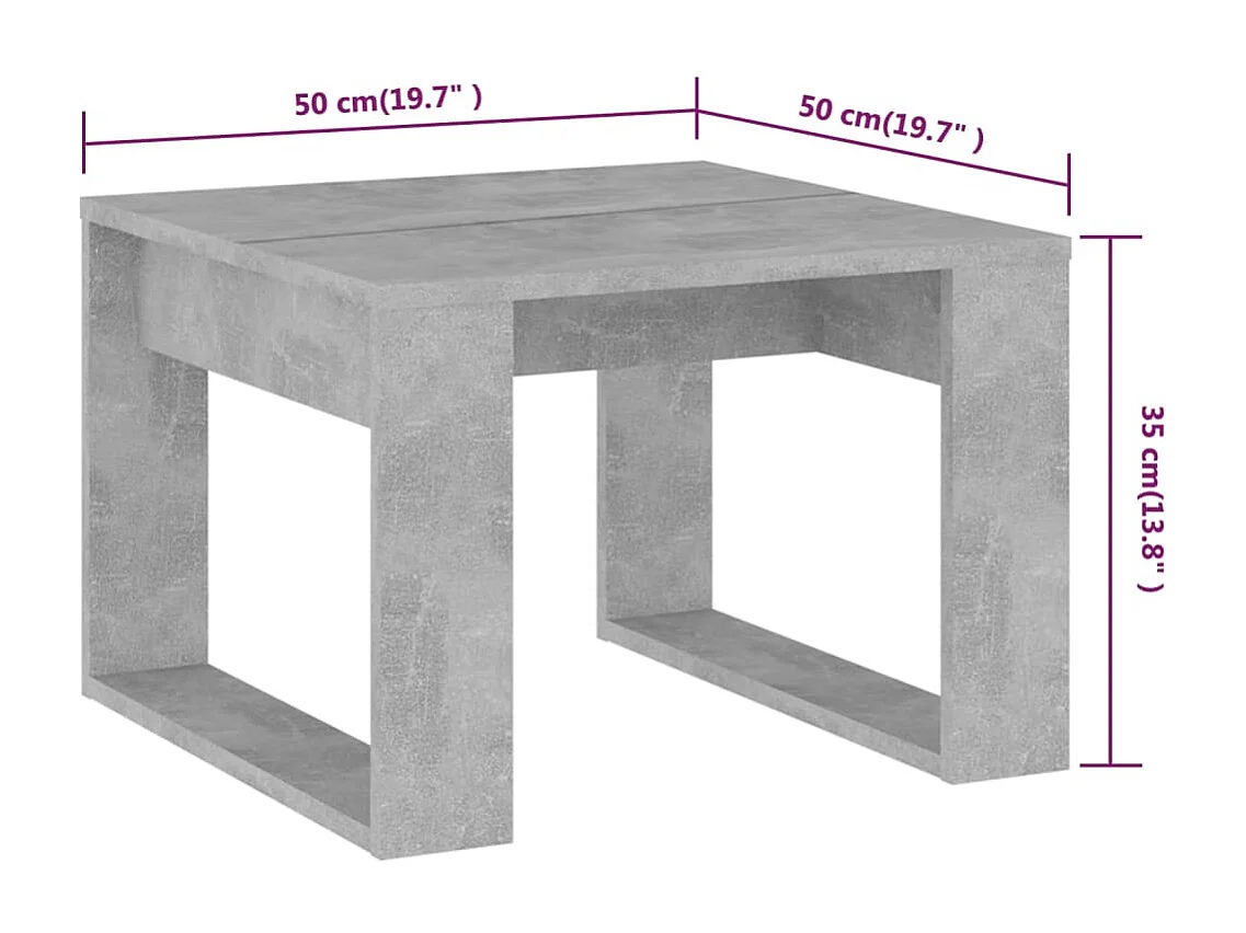 Table d'appoint Gris béton 50x50x35 cm Bois d’ingénierie