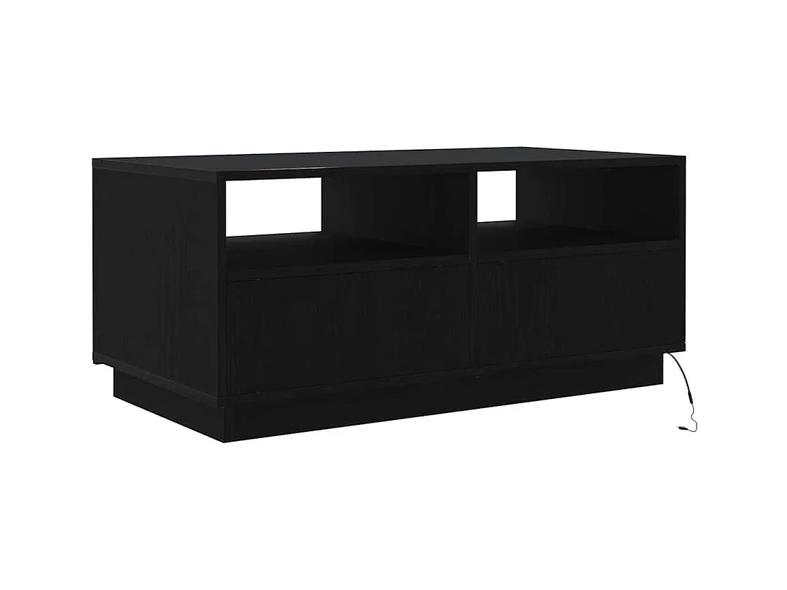 Table basse avec lumières LED chêne noir 90x49x40 cm