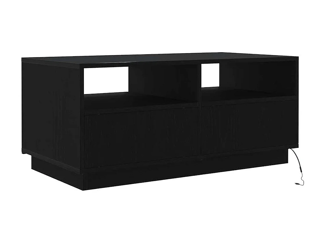 Table basse avec lumières LED chêne noir 90x49x40 cm