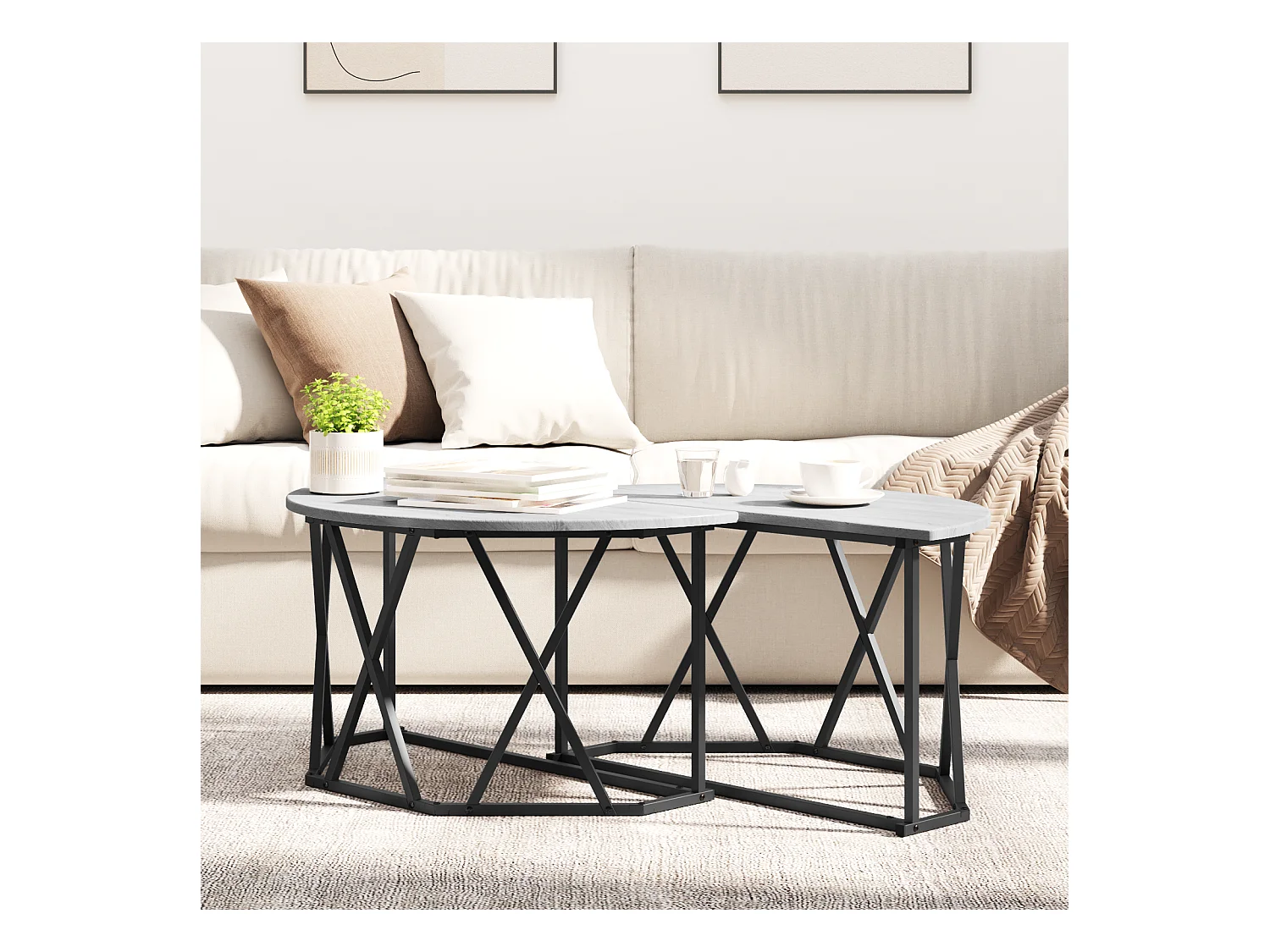 Table basse Gris Sonoma 80x80x42 cm en bois reconstitué