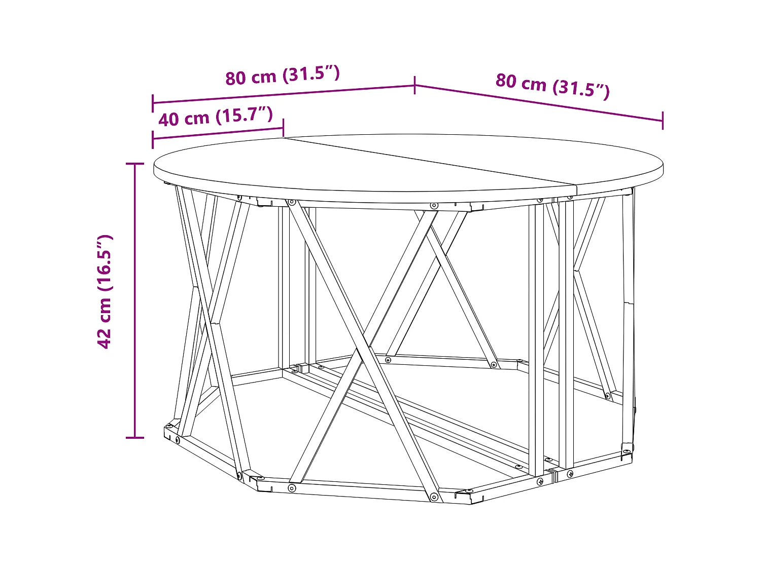 Table basse Gris Sonoma 80x80x42 cm en bois reconstitué