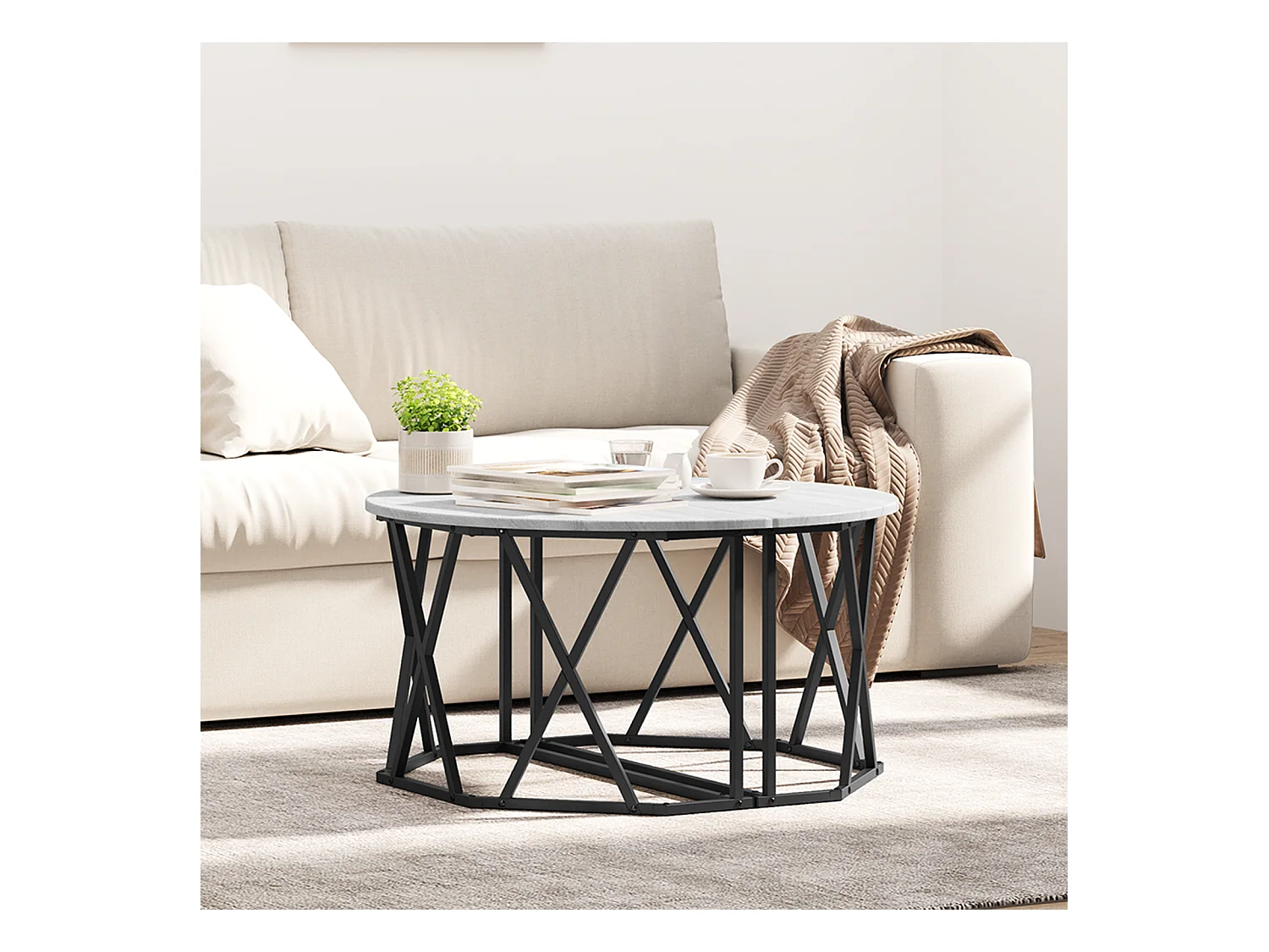 Table basse Gris Sonoma 80x80x42 cm en bois reconstitué