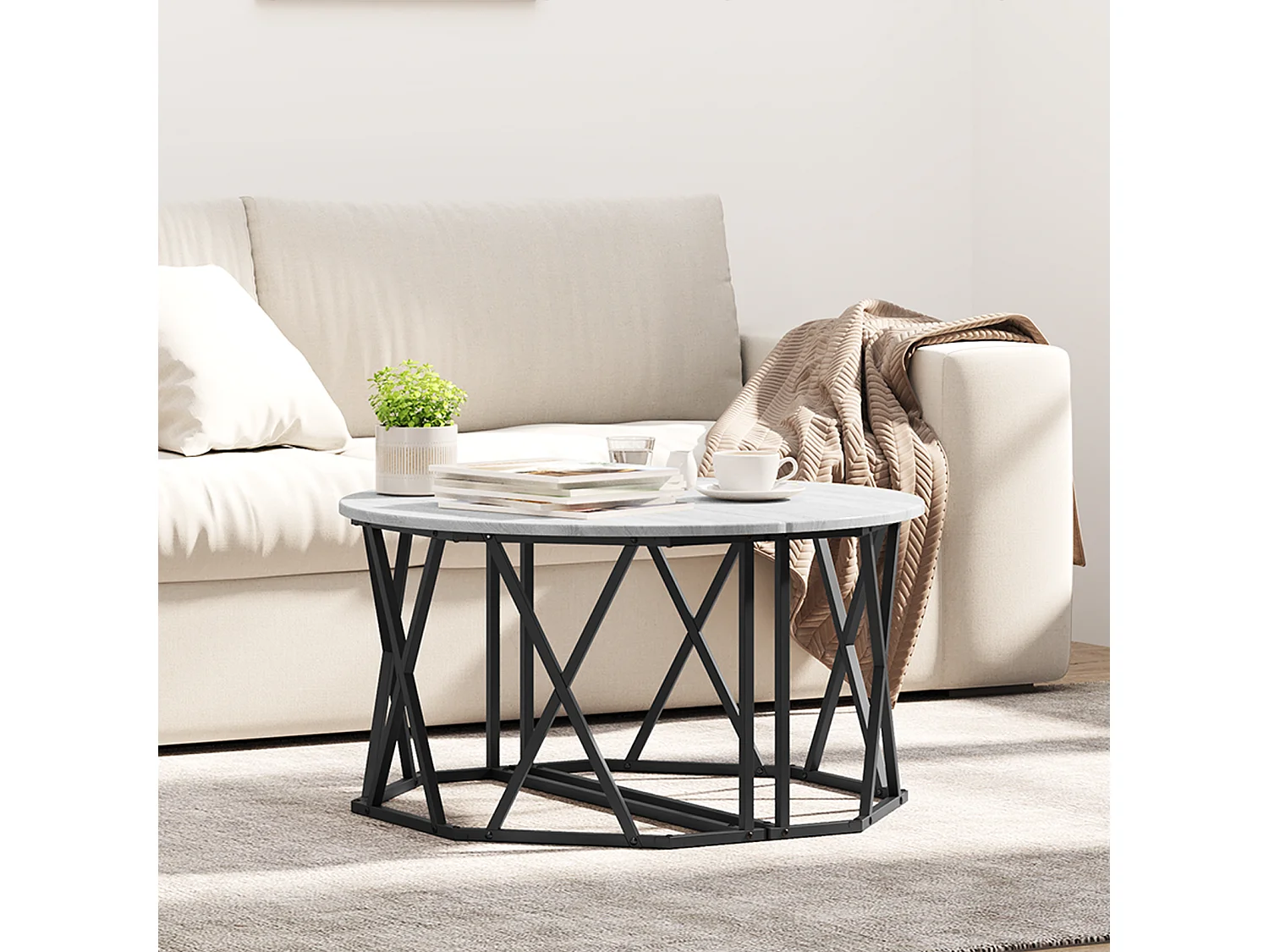 Table basse Gris Sonoma 80x80x42 cm en bois reconstitué