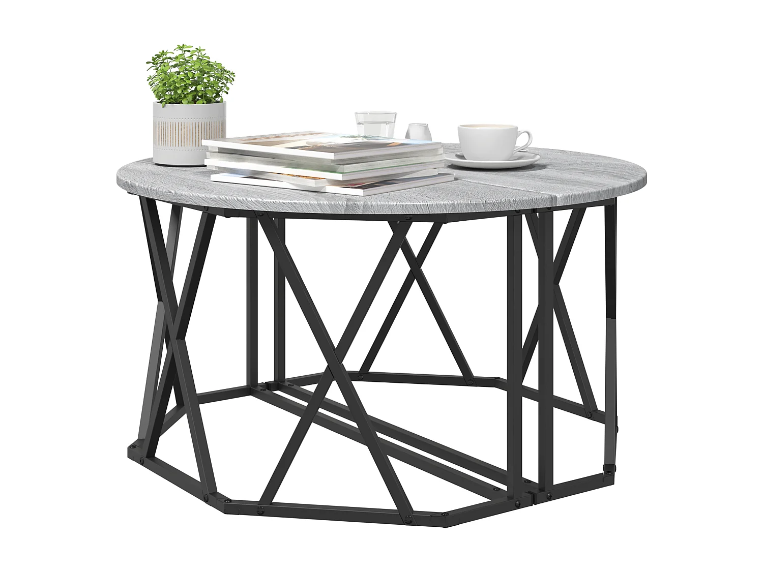 Table basse Gris Sonoma 80x80x42 cm en bois reconstitué