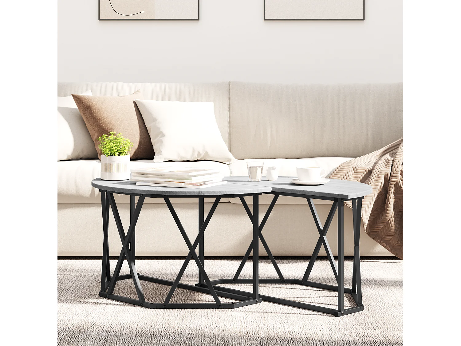 Table basse Gris Sonoma 80x80x42 cm en bois reconstitué