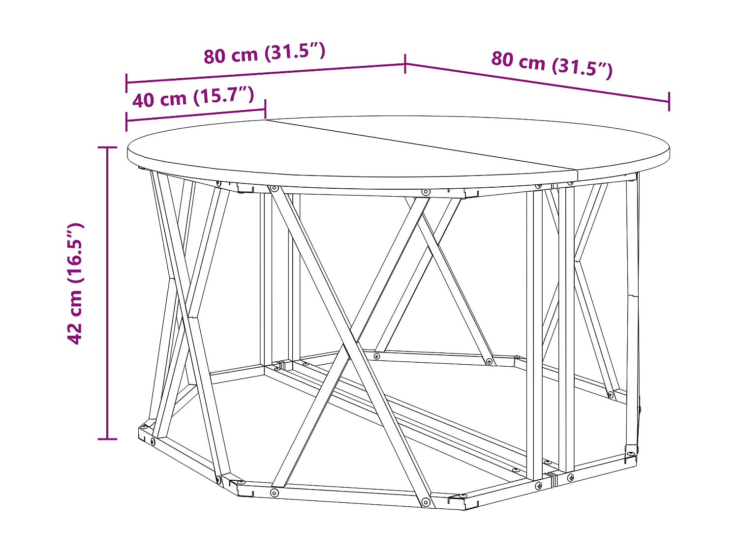 Table basse Gris Sonoma 80x80x42 cm en bois reconstitué