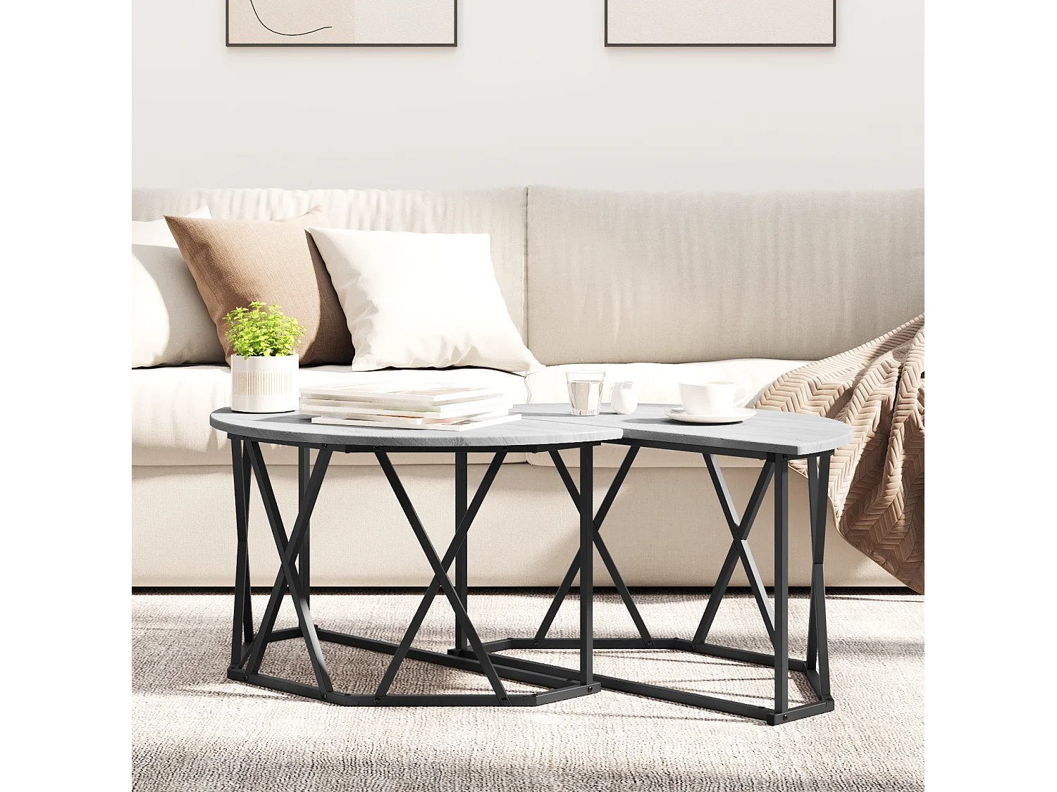 Table basse Gris Sonoma 80x80x42 cm en bois reconstitué