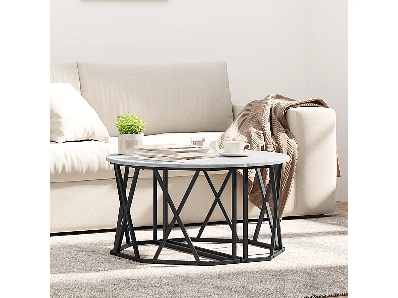 Table basse Gris Sonoma 80x80x42 cm en bois reconstitué