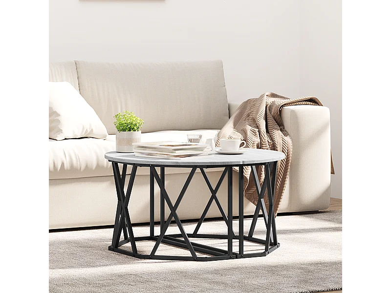 Table basse Gris Sonoma 80x80x42 cm en bois reconstitué