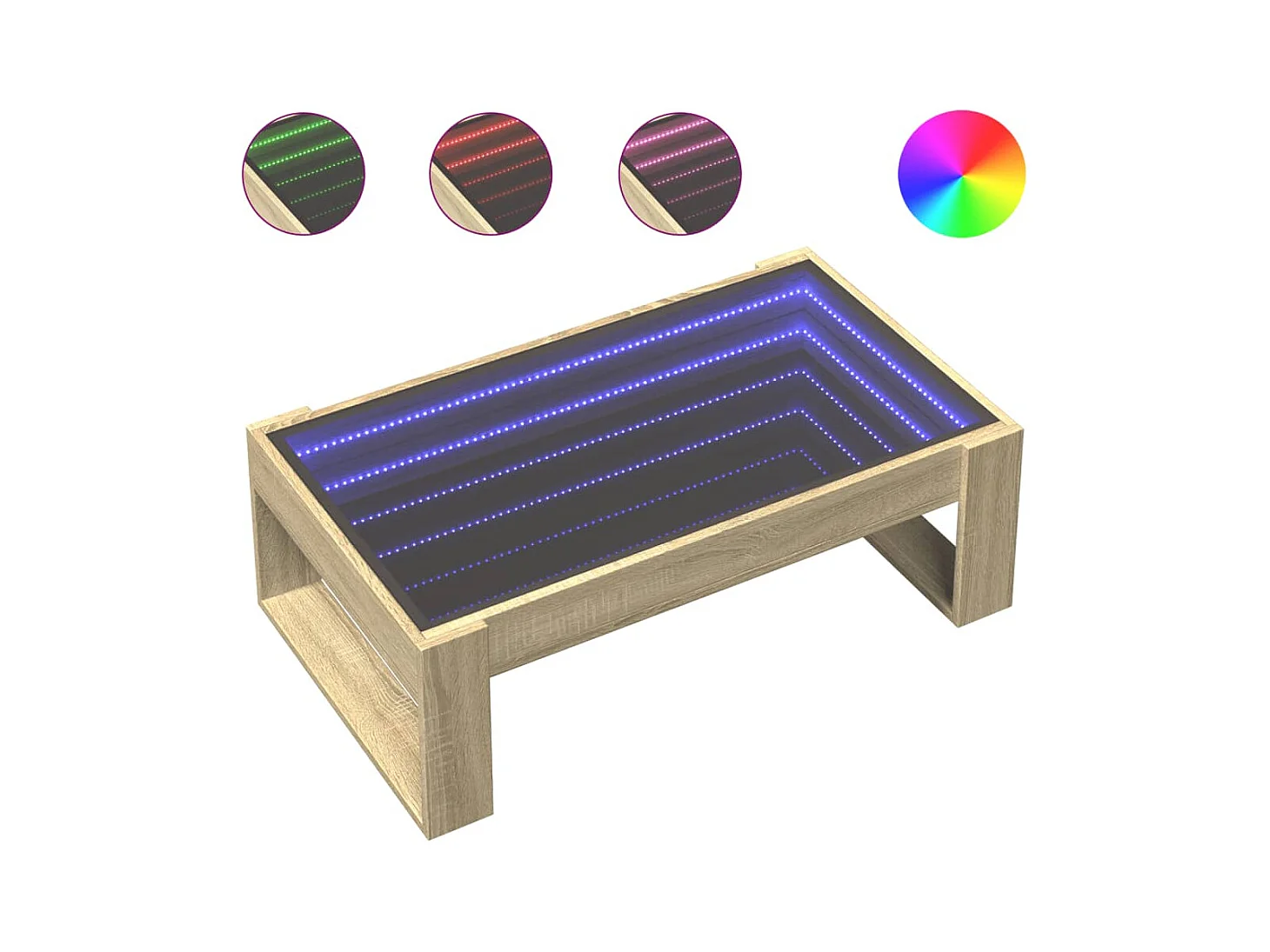 Table basse avec LED infini chêne sonoma 90x53x30 cm