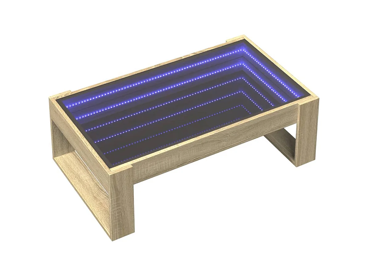 Table basse avec LED infini chêne sonoma 90x53x30 cm