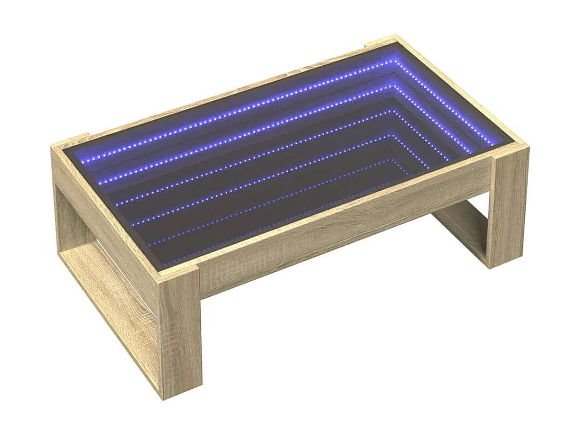 Table basse avec LED infini chêne sonoma 90x53x30 cm