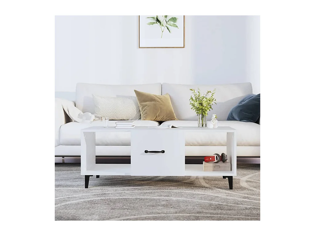Table basse Blanc 102x50x40 cm Bois d'ingénierie