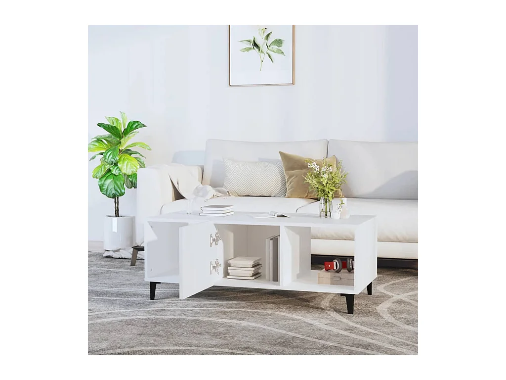 Table basse Blanc 102x50x40 cm Bois d'ingénierie